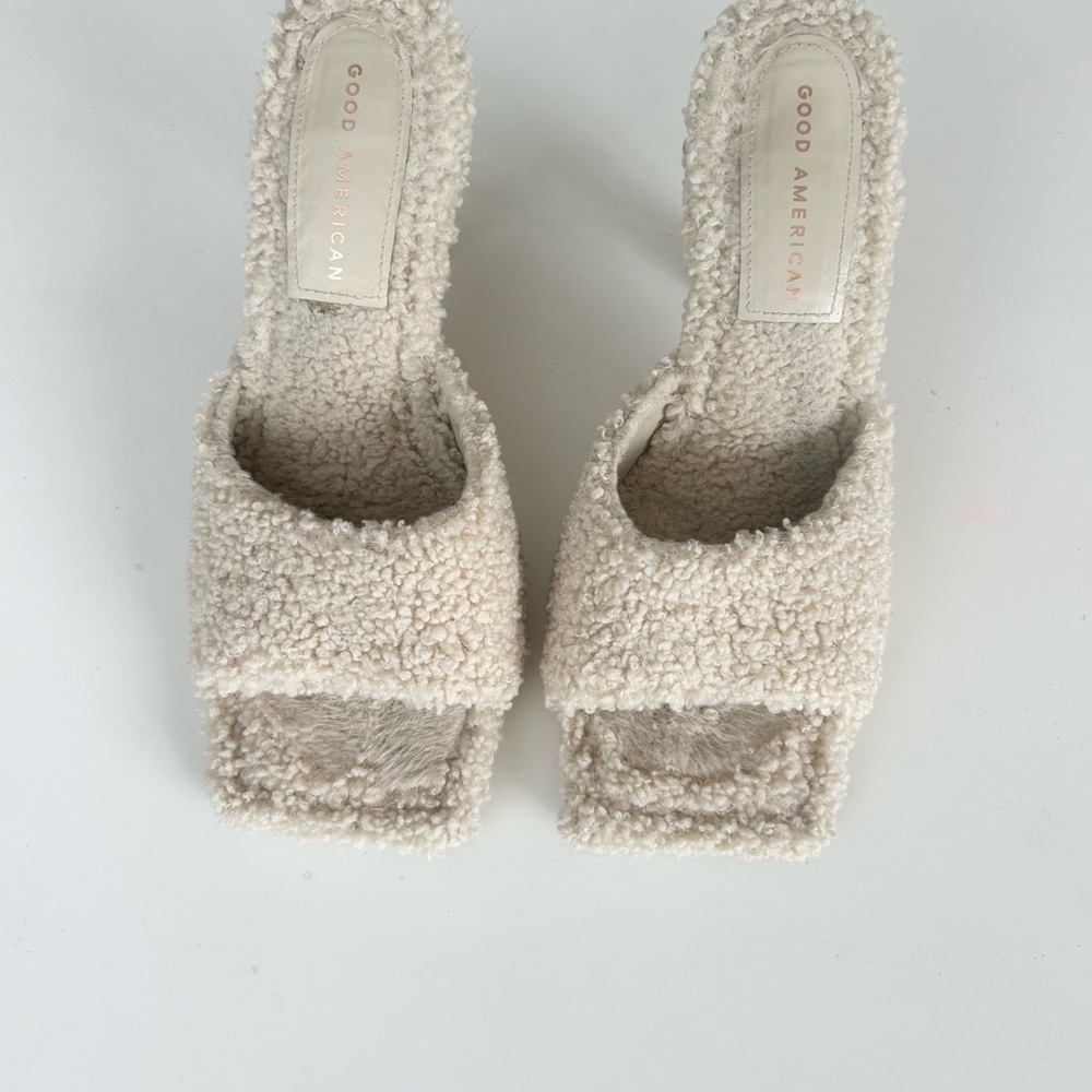 Good American faux fur Sherpa Heels